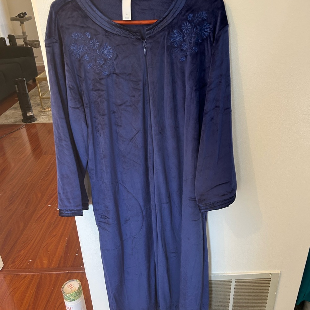 Adonna Deep Blue Floral Embroidered Dress